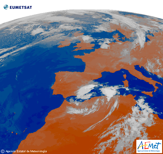 Imagen del Meteosat en un canal de infrarrojo (12/09/2019 00UTC)