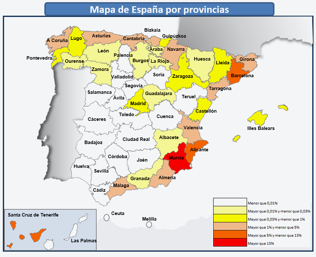 Figura 16: Porcentaje de indemnizaciones por provincia.