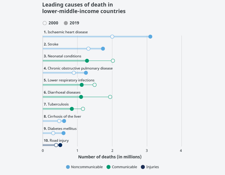 Figure 4. Main causes of death in lower-middle-income countries. Source: World Health Organization.